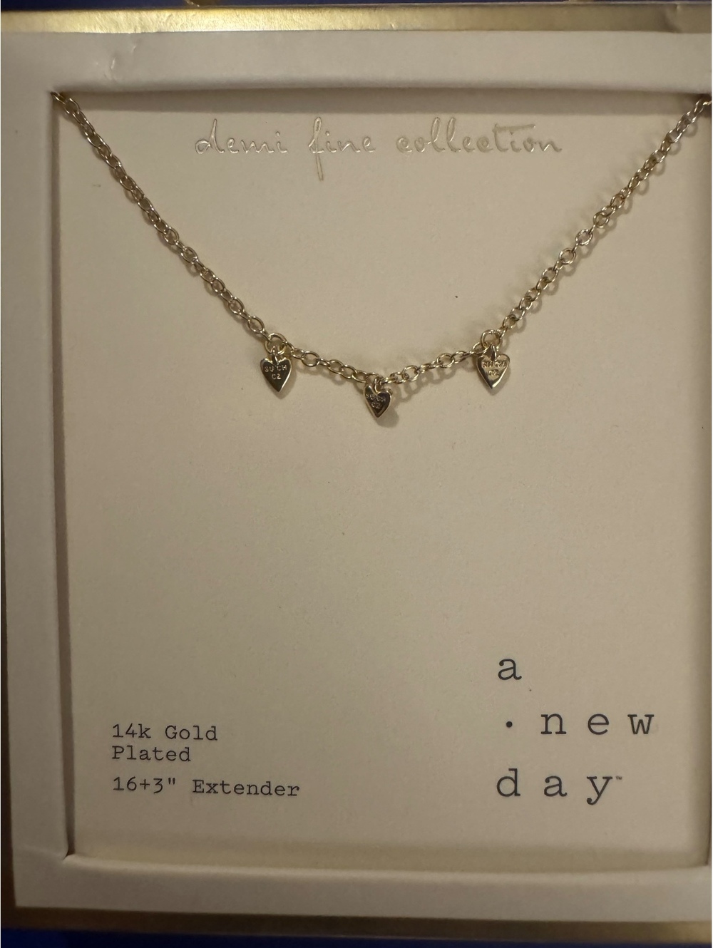 Demi Fine Collection 14k Gold Plated Necklace with Three Heart Charms